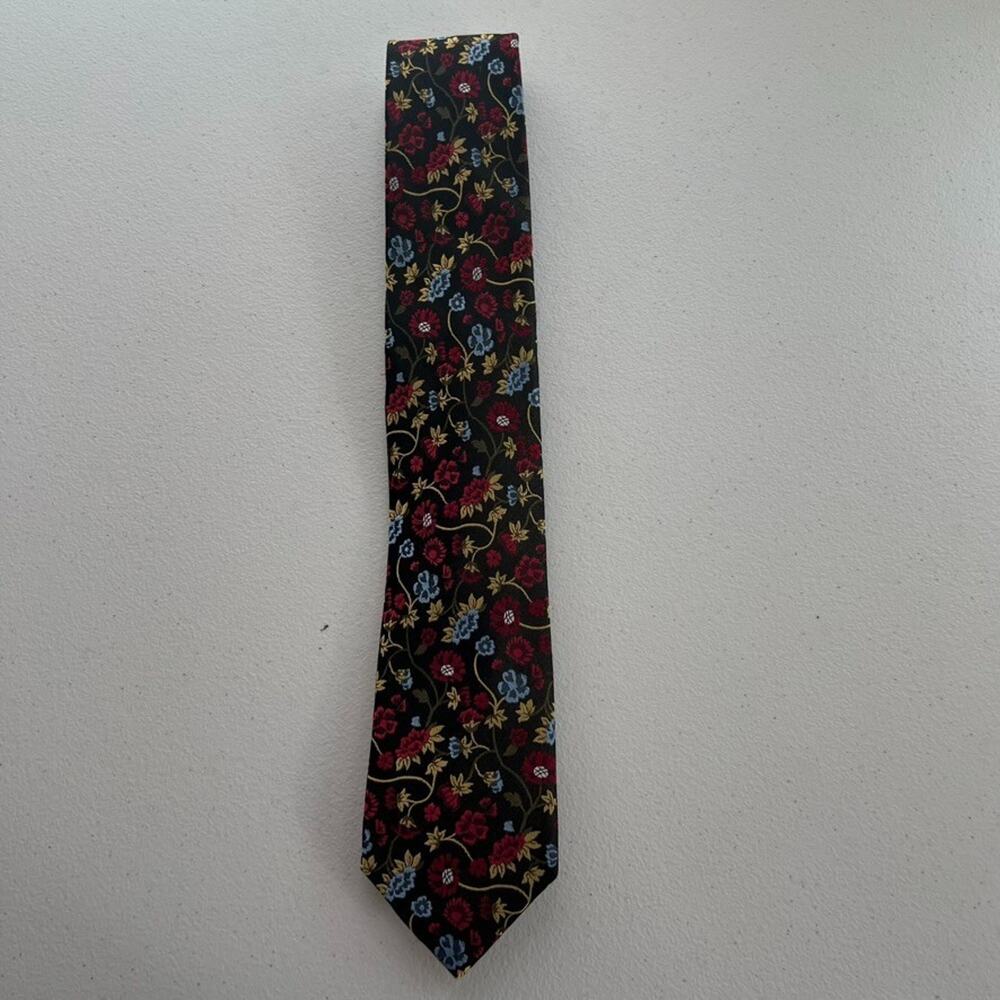 Neiman Marcus Necktie Unisex Multicolor Floral 100% Silk Embroidered Vintage - Picture 2 of 7